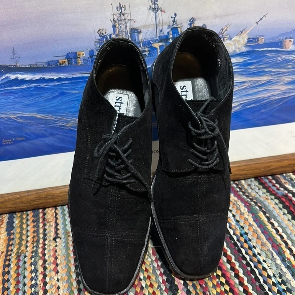 Stracam Italy Black  Suede Panels Dress Oxford Shoes size 8.5 - Picture 12 of 16